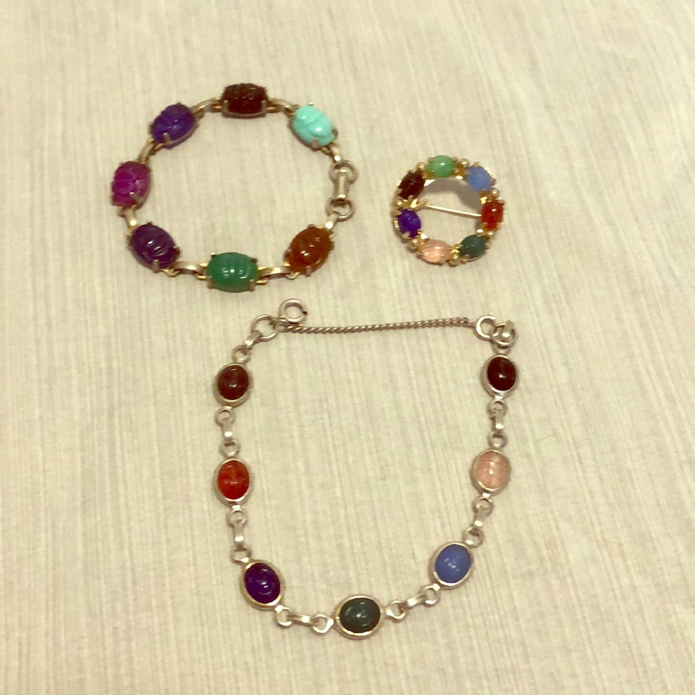 Scarab Bracelets and Brooch